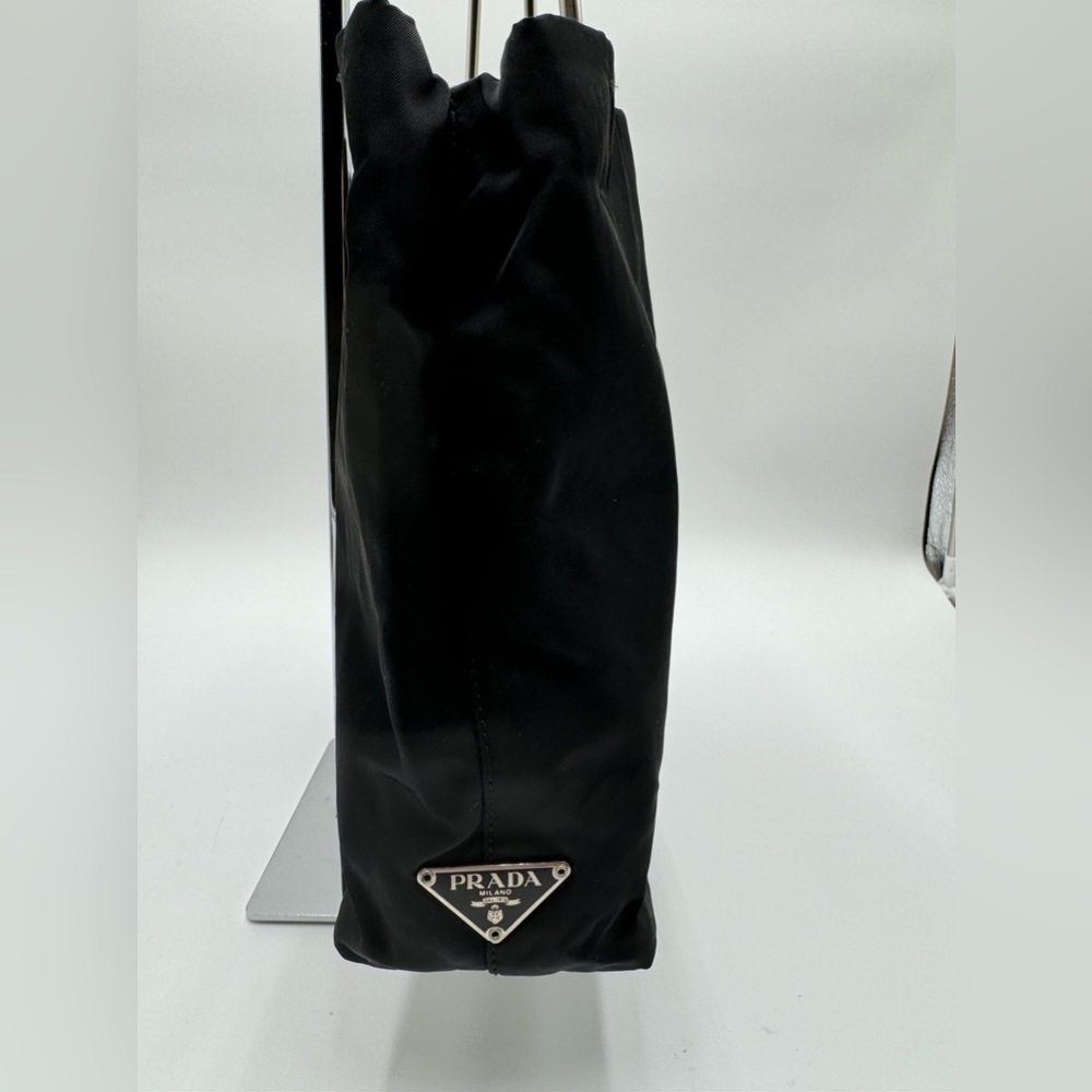 Prada - Authentic - Black Canvas & Leather Shoulder Bag with Metal Handles - Picture 4 of 16